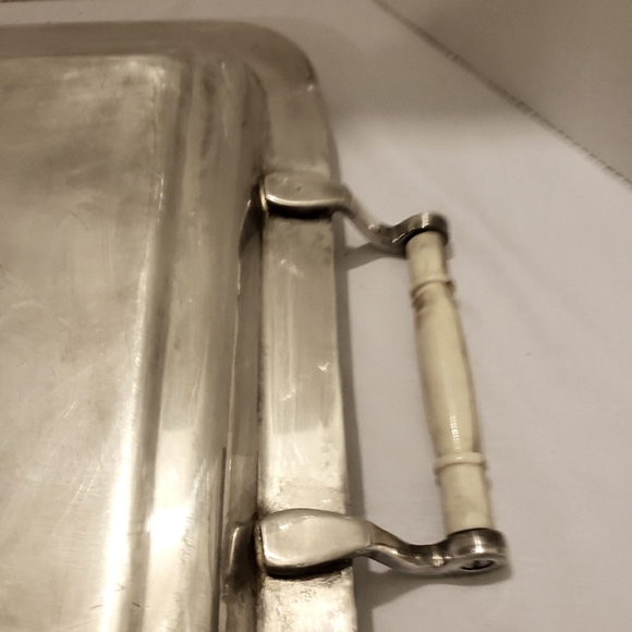 Silverplated Serving Tray with bone like acrylic handles - Picture 5 of 6